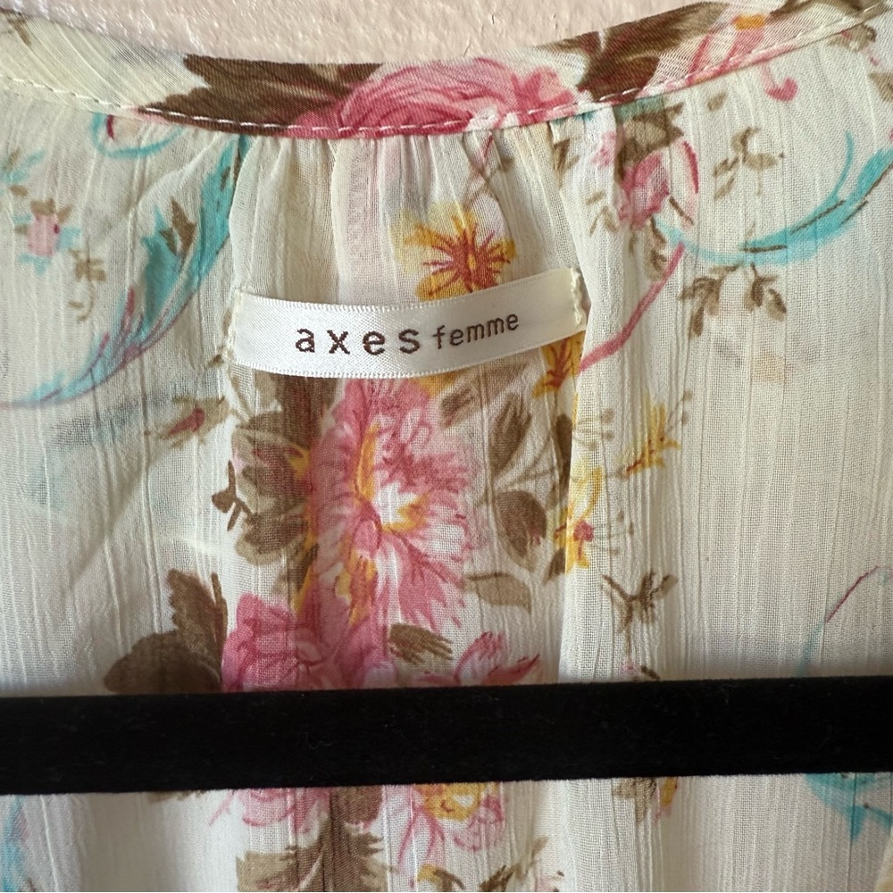 Japanese Brand Axes Femme Floral Ruffle Tunic Blouse - Picture 3 of 5